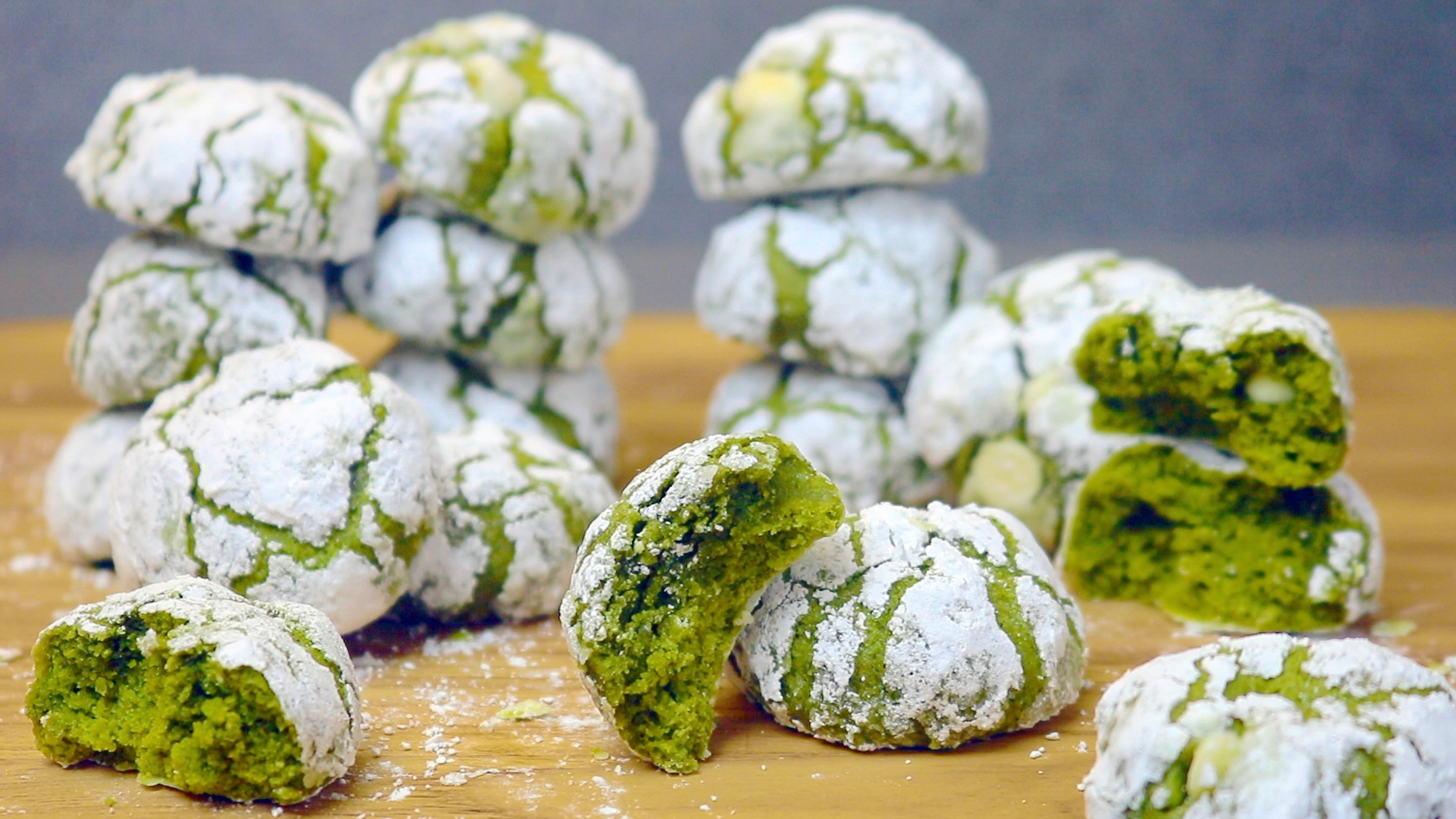 Cooking with Kurt Matcha Green Tea Crinkle Cookies